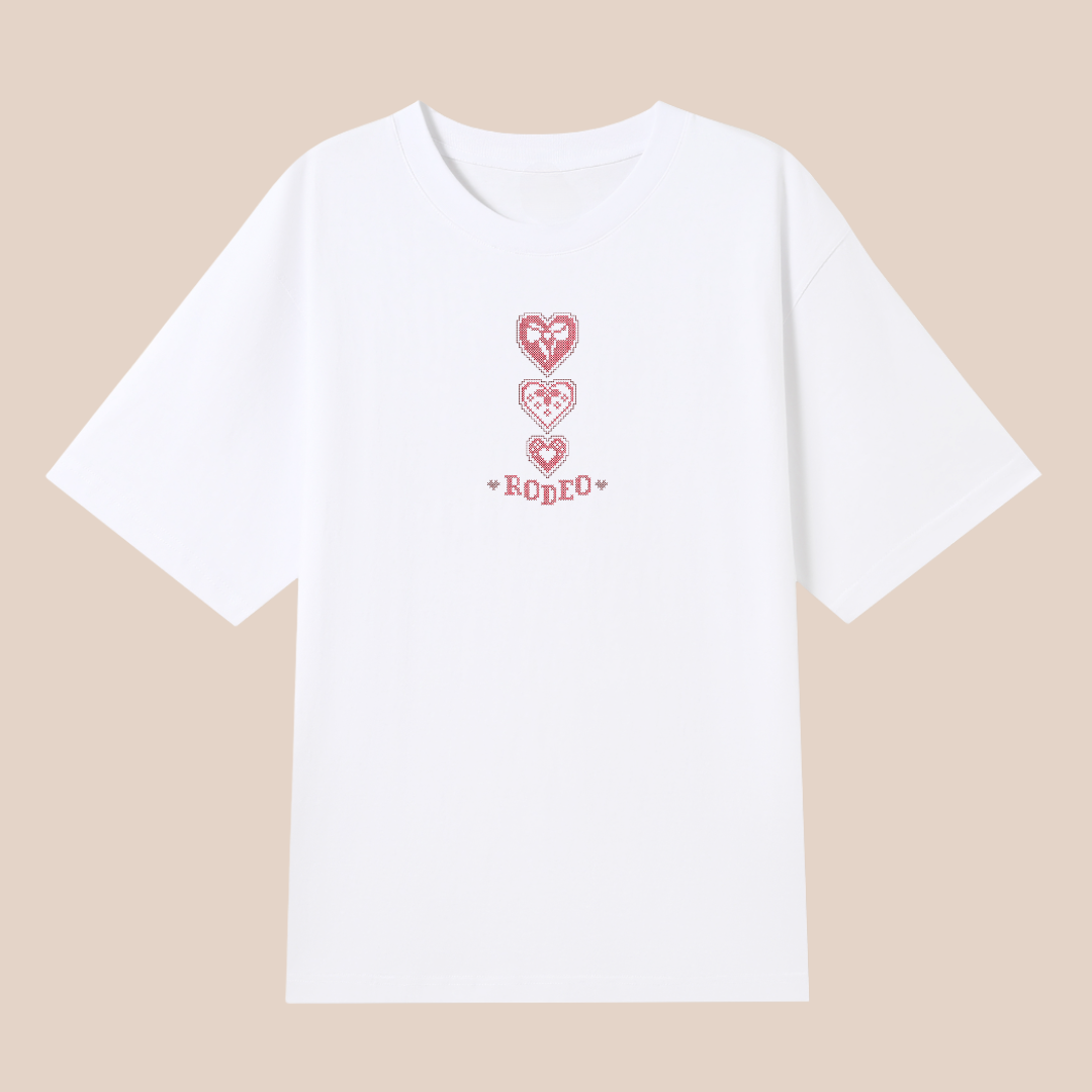 triple hearts ~ embroidered oversized shirt
