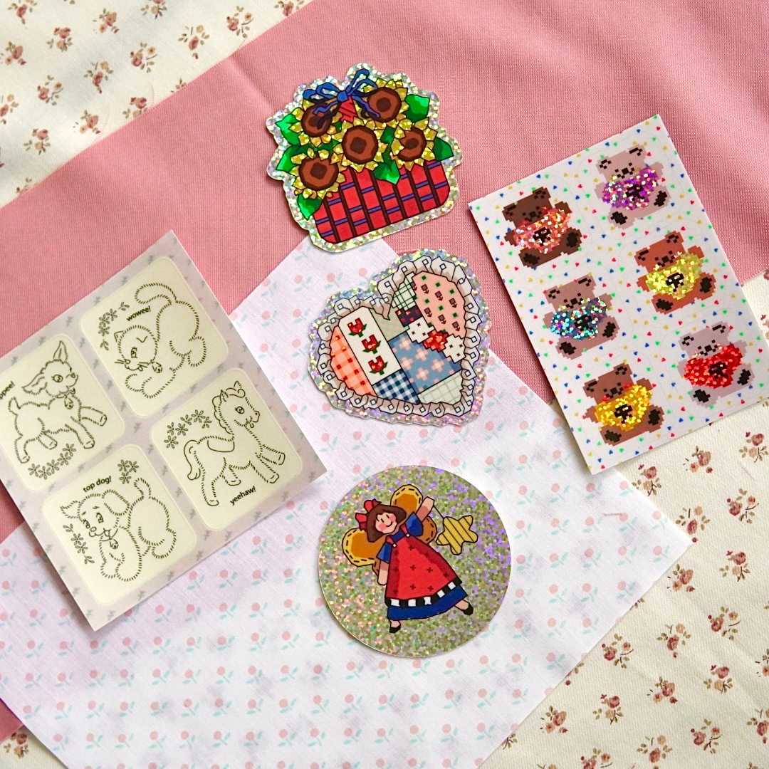 patchwork heart ~ vinyl sticker (glitter)