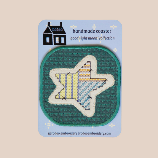 stars on stars (teal) ~ handmade coaster
