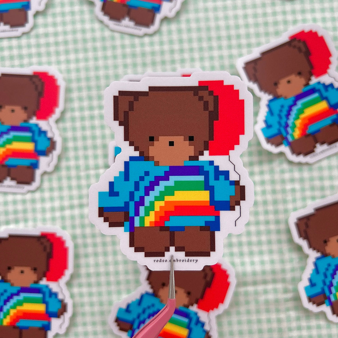 rainbow cozy teddy ~ vinyl sticker