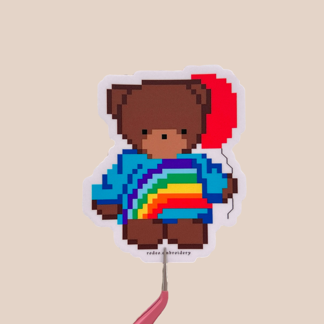 rainbow cozy teddy ~ vinyl sticker