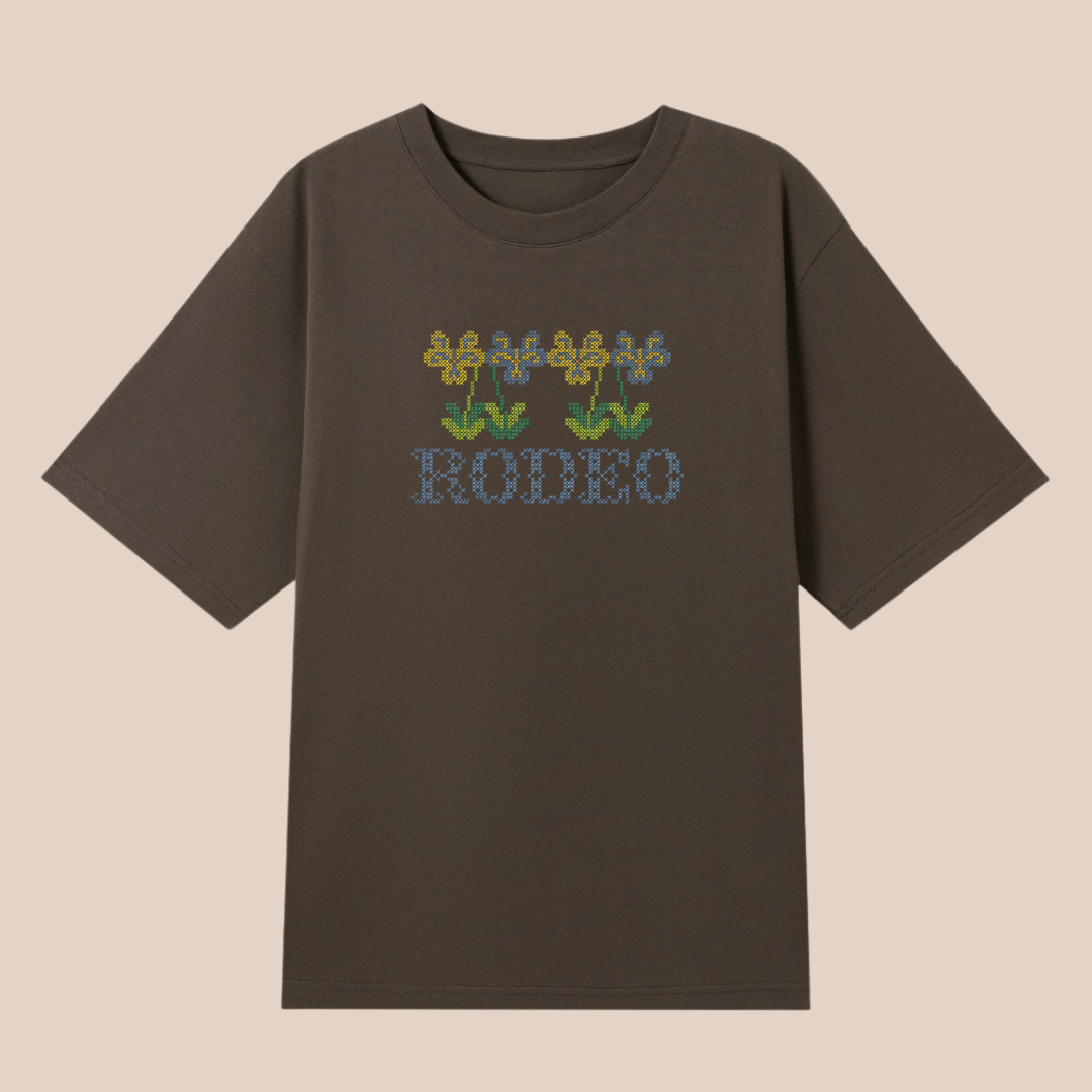 fellow pansies ~ embroidered oversized shirt