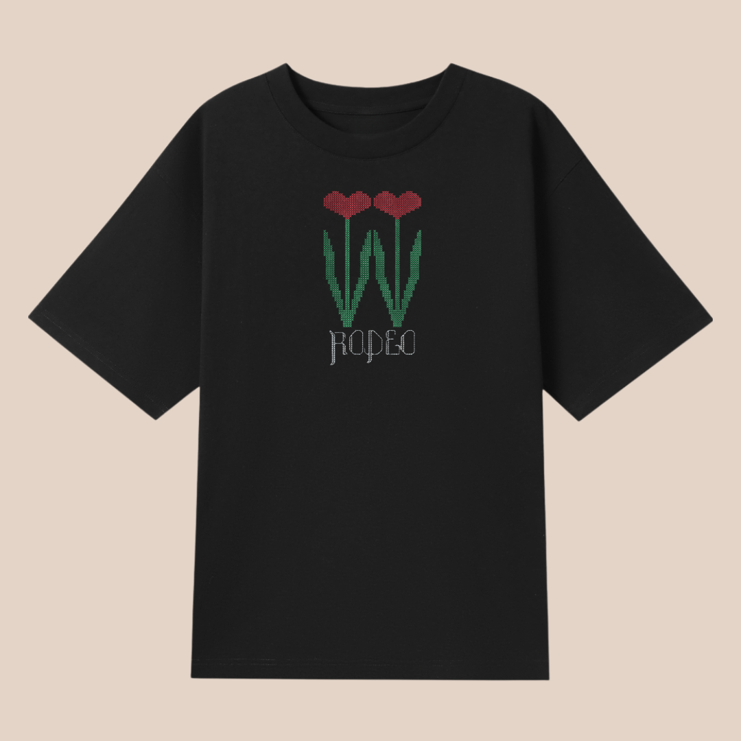 twin tulips ~ embroidered oversized shirt