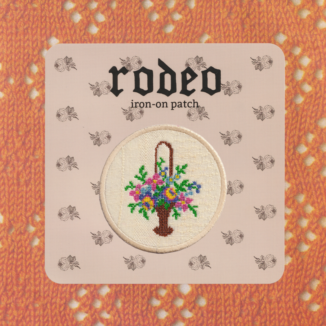 floral basket ~ iron on patch