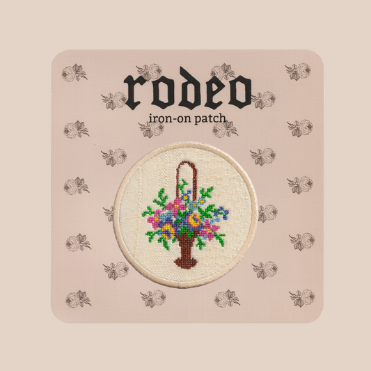 floral basket ~ iron on patch