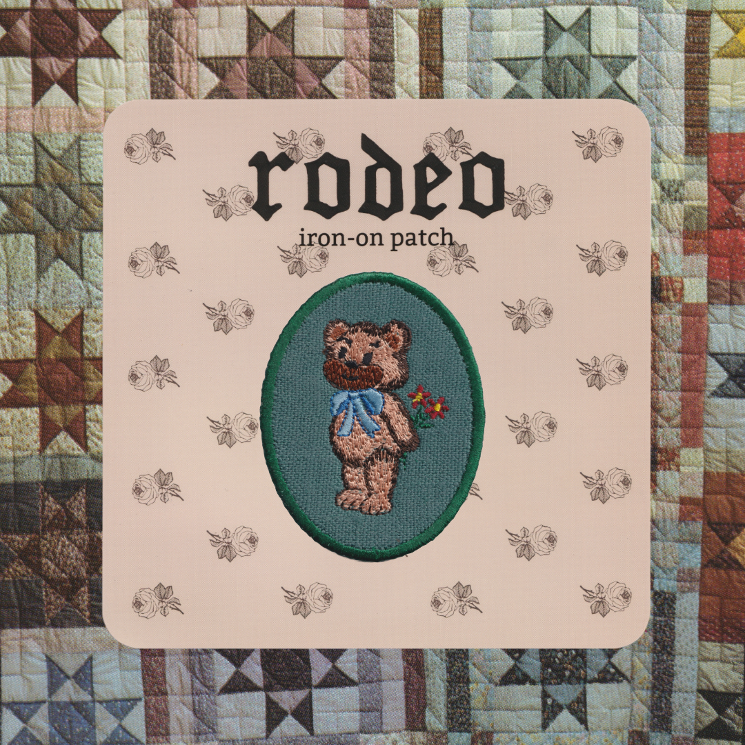 teddy with flowers ~ iron on patch