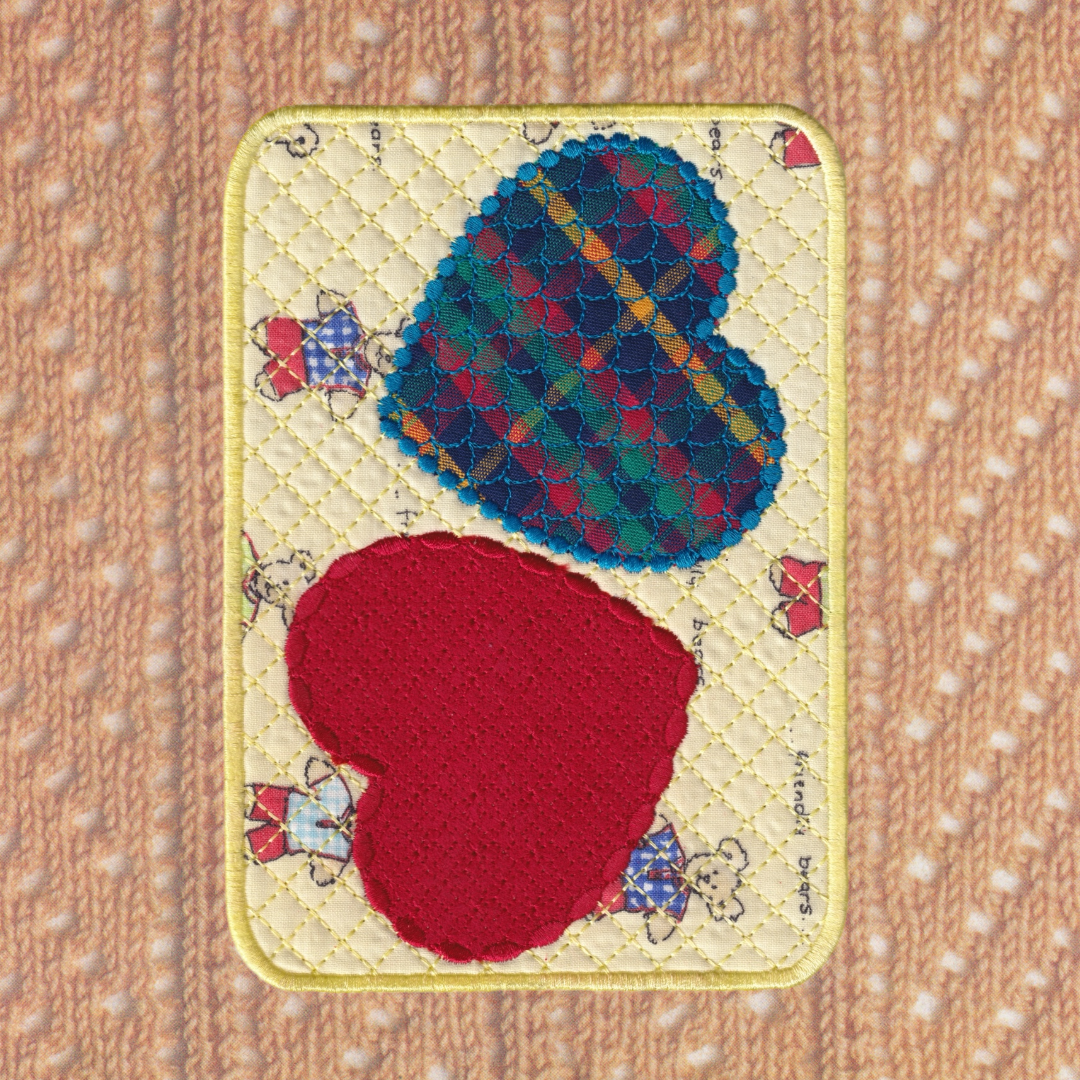 twin hearts (yellow/red) ~ mug rug