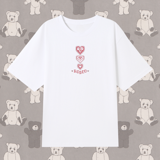 triple hearts ~ embroidered oversized shirt