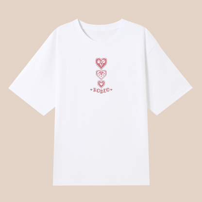 triple hearts ~ embroidered oversized shirt