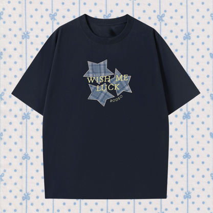 wish me luck ~ applique oversized shirt