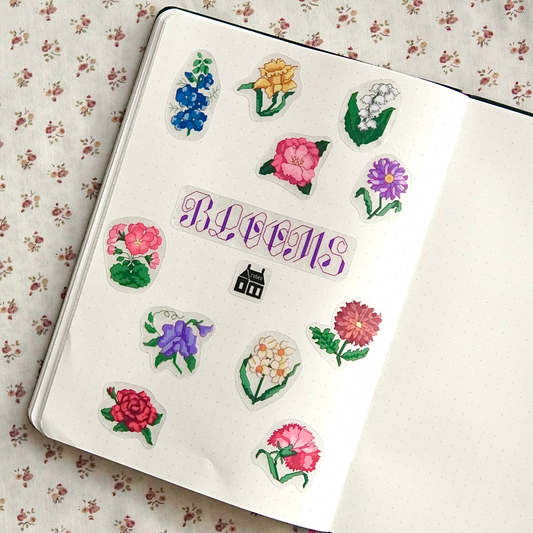 blooms ~ vinyl sticker sheet (clear)