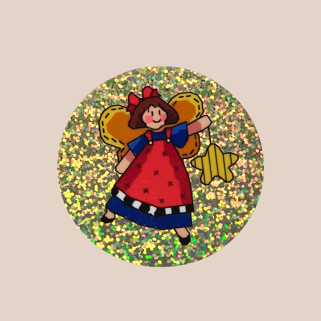 wishing angel ~ vinyl sticker (glitter)