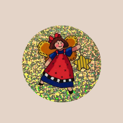 wishing angel ~ vinyl sticker (glitter)