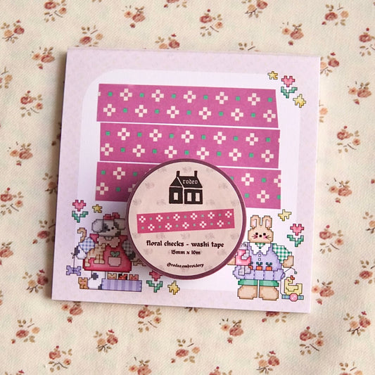 floral checks ~ washi tape