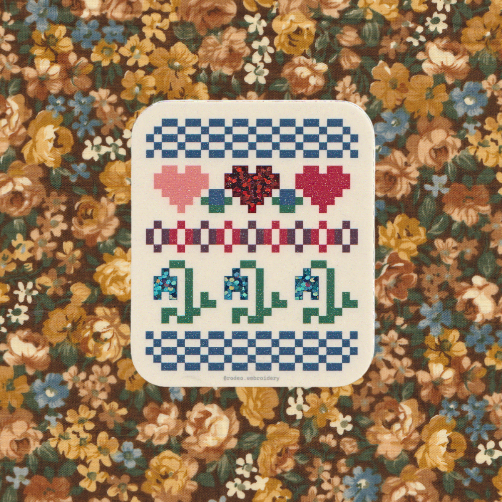 pretty patchwork ~ vinyl sticker (glitter)