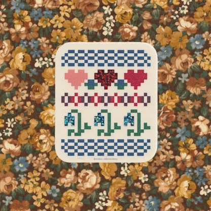 pretty patchwork ~ vinyl sticker (glitter)