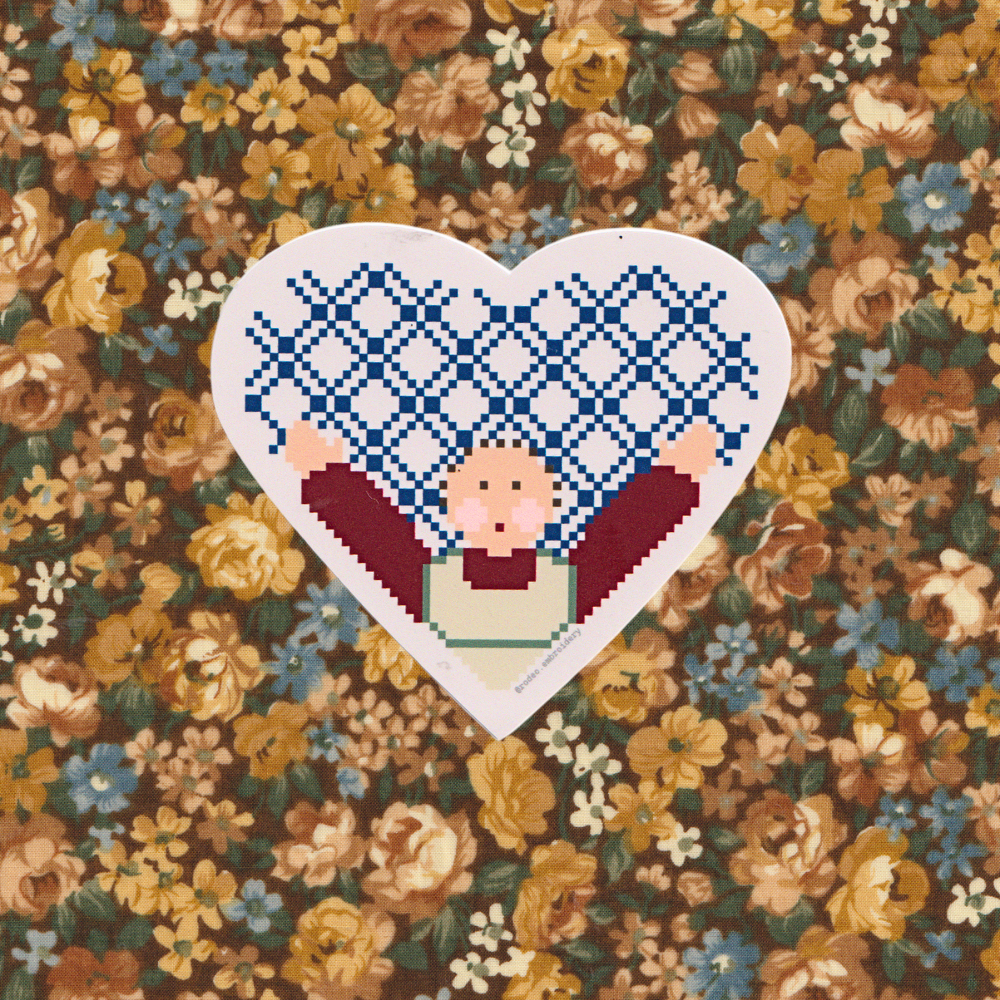 folk art doll (red) ~ vinyl sticker