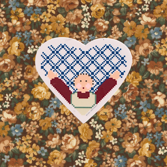 folk art doll (red) ~ vinyl sticker