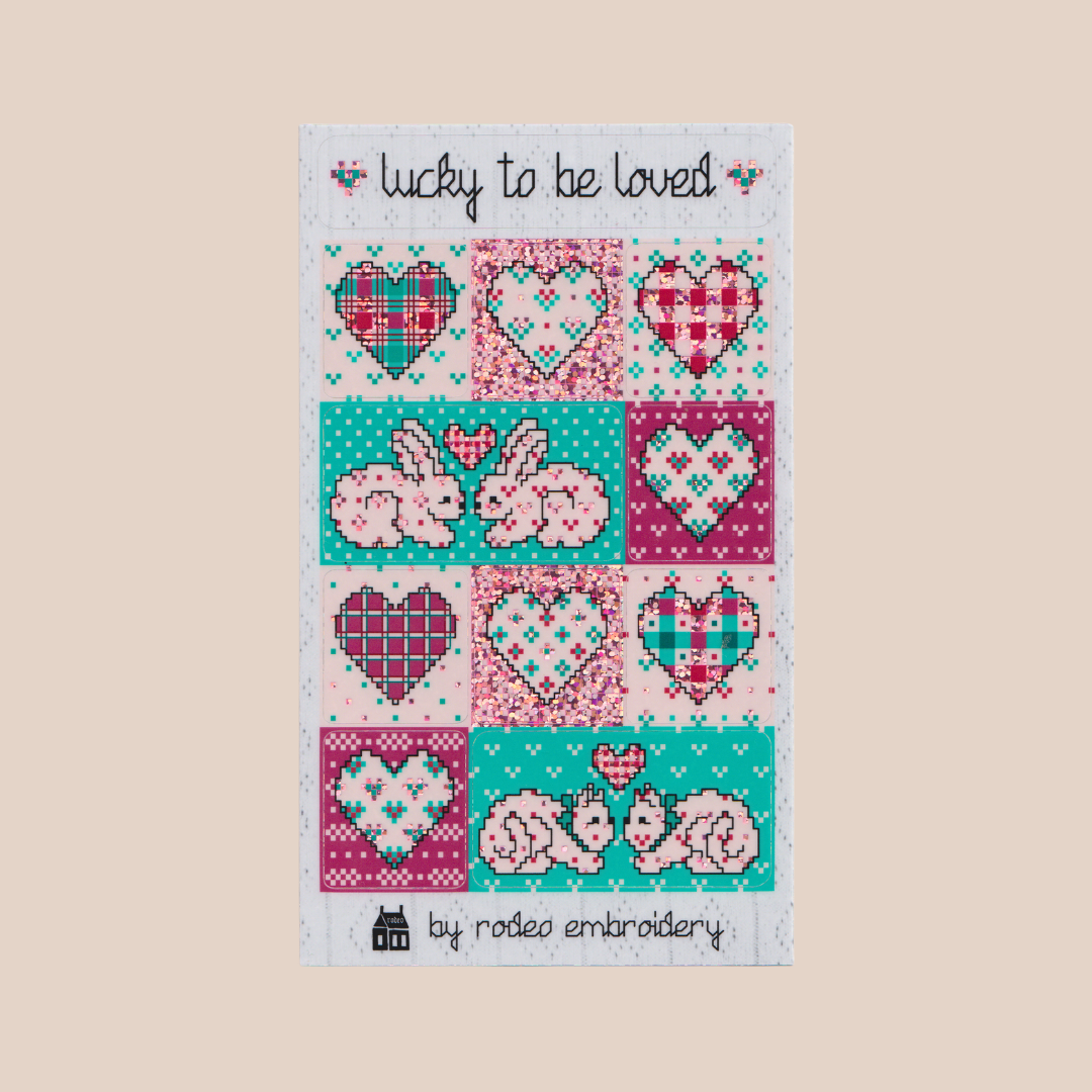 lucky to be loved ~ vinyl sticker sheet (glitter)