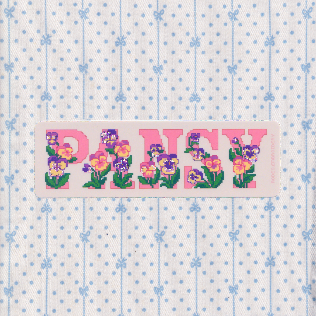 pansy ~ vinyl sticker (glitter)
