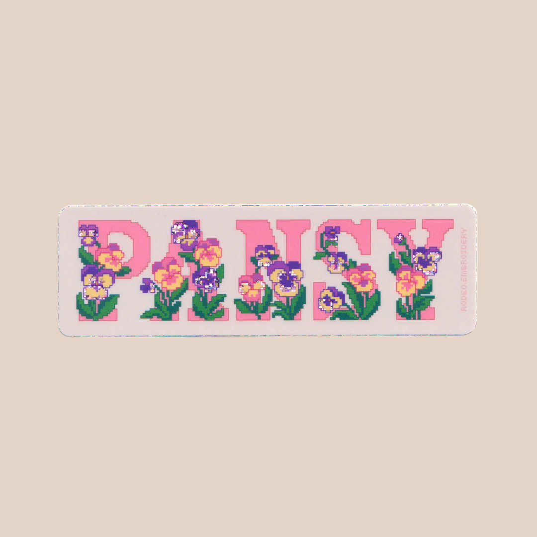 pansy ~ vinyl sticker (glitter)