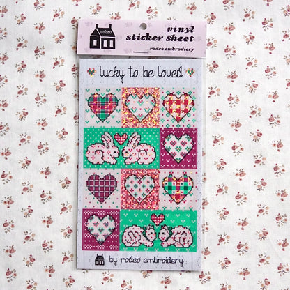 lucky to be loved ~ vinyl sticker sheet (glitter)
