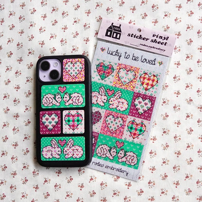 lucky to be loved ~ vinyl sticker sheet (glitter)