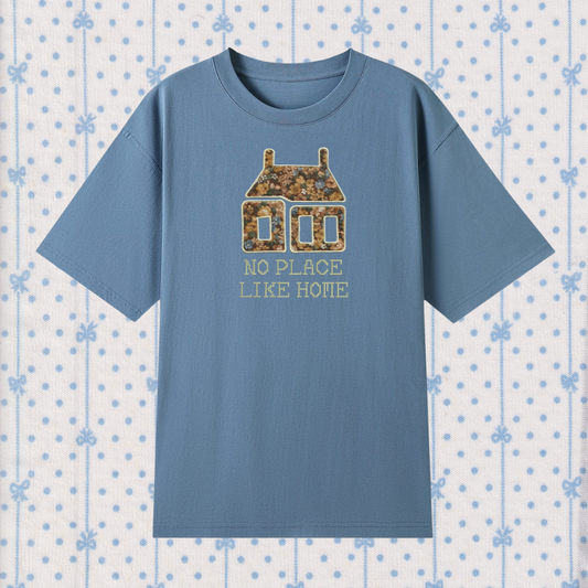 no place like home ~ oversized applique shirt