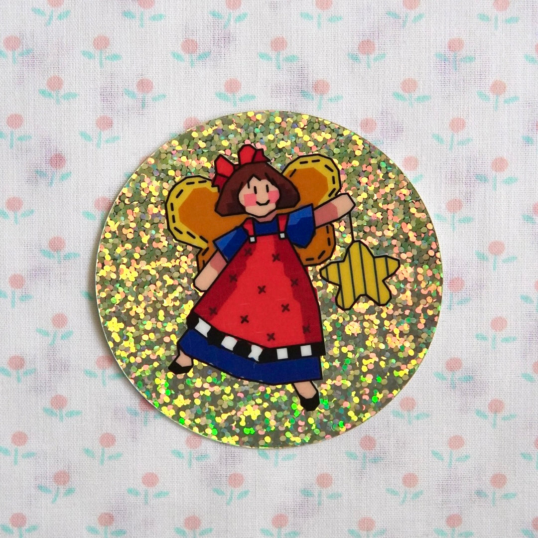 wishing angel ~ vinyl sticker (glitter)