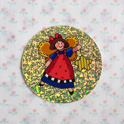 wishing angel ~ vinyl sticker (glitter)