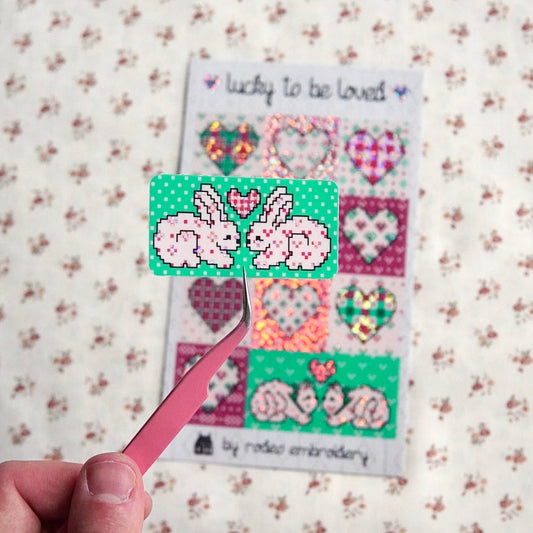 lucky to be loved ~ vinyl sticker sheet (glitter)