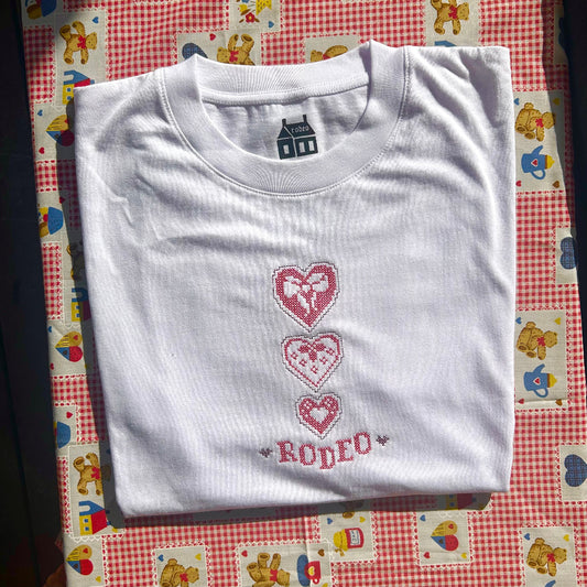 triple hearts ~ embroidered oversized shirt