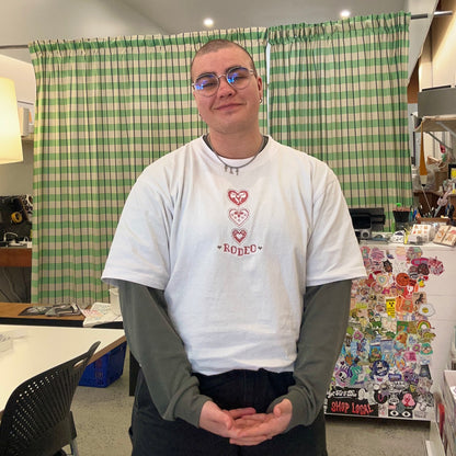 triple hearts ~ embroidered oversized shirt