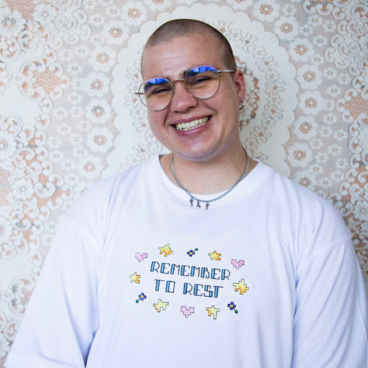 remember to rest ~ embroidered oversized shirt