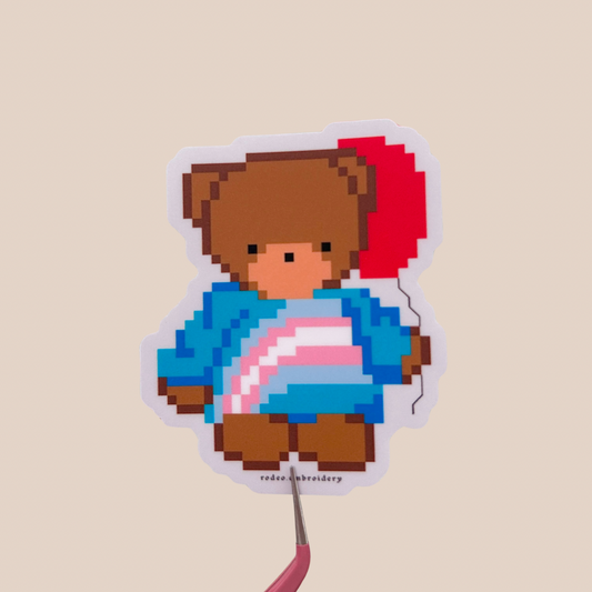 trans pride teddy ~ vinyl sticker