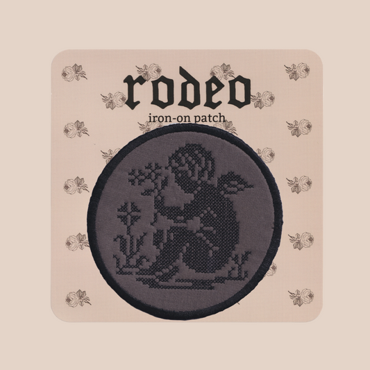 cross stitch cherub ~ iron on patch