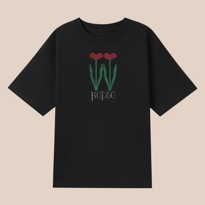 twin tulips ~ embroidered oversized shirt