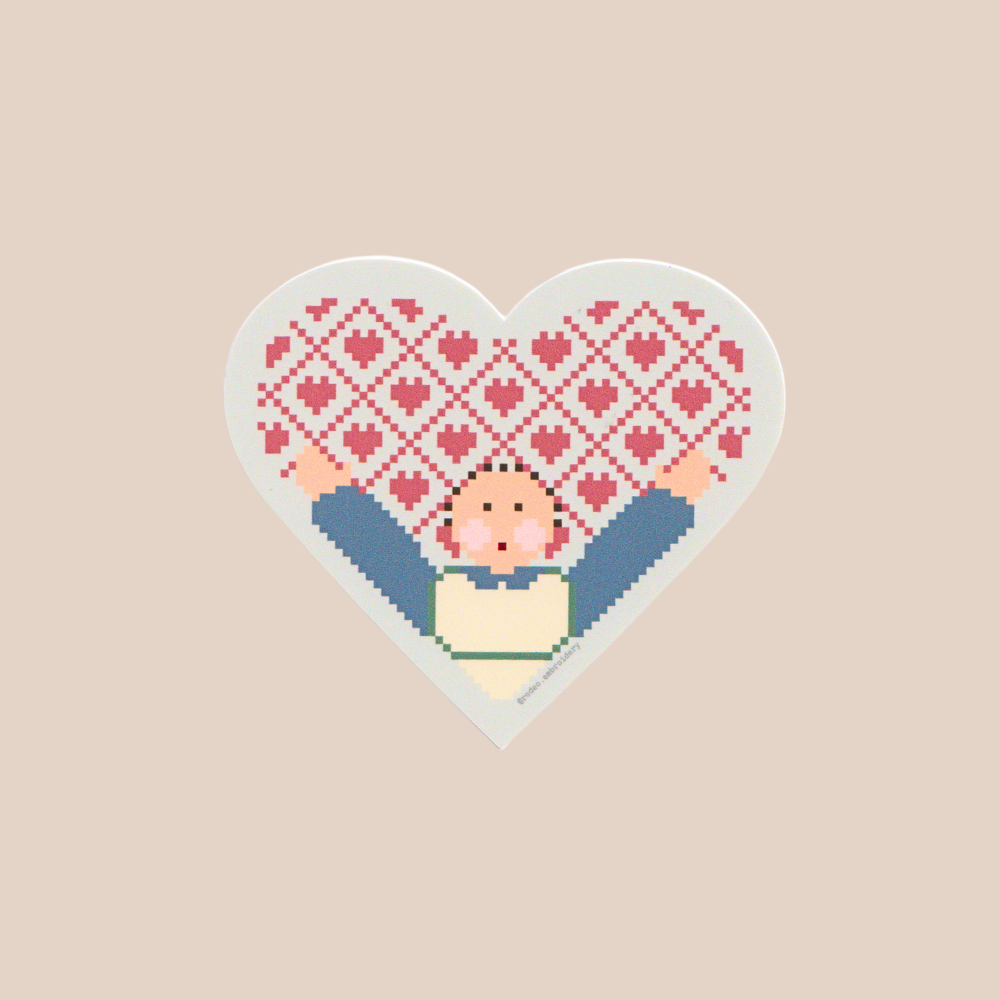 folk art doll (blue) ~ vinyl sticker