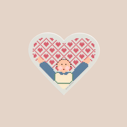 folk art doll (blue) ~ vinyl sticker