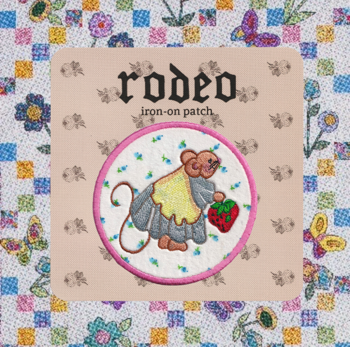 strawberry mouse ~ iron on patch