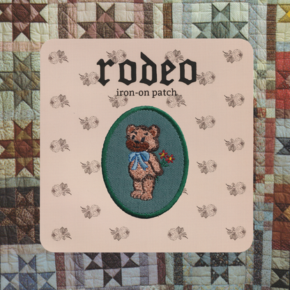 teddy with flowers ~ iron on patch